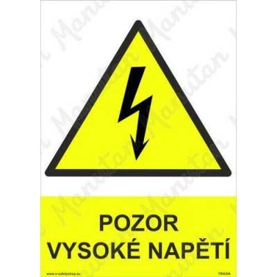 Pozor vysoké napětí, plast 297 x 420 x 2 mm A3