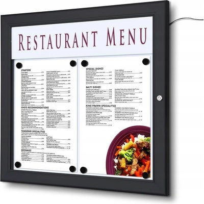 Showdown Displays Menu vitrína 2 x A4 ,LED,v černé barvě RAL9005