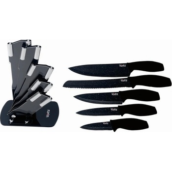 Voltz Комплект ножове и поставка Oliver Voltz OV51633I5, мраморно покритие, черни (OV51633I5)
