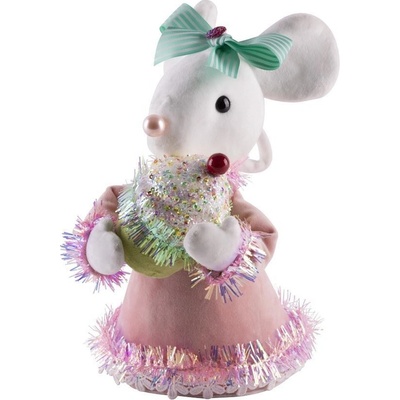 MagicHome Dekorace Vánoce Candy Line myška růžová 27 cm
