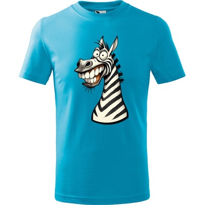 Handel detské tričko Usmiata zebra tyrkysová