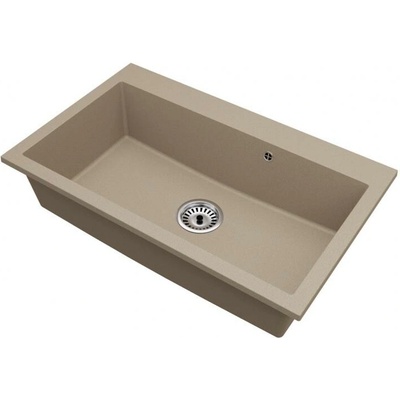 DobreSny Granitový dřez Elite béžový + sifon chrom 80 x 50 x 21 cm