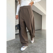 Eshopat Dámské kalhoty se záhyby Brown