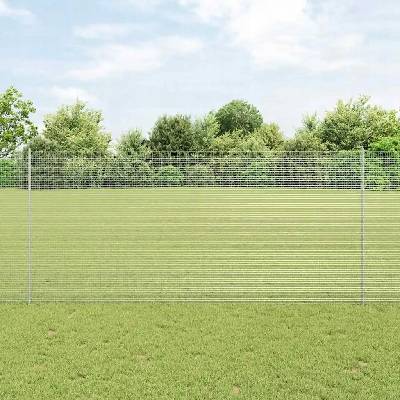 VidaXL Plot s sloupkem Šedá 1,4 x 25 m Ocel a PVC