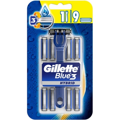 Gillette Blue 3 Мъжка самобръсначка Hybrid, с 9 сменяеми ножчета