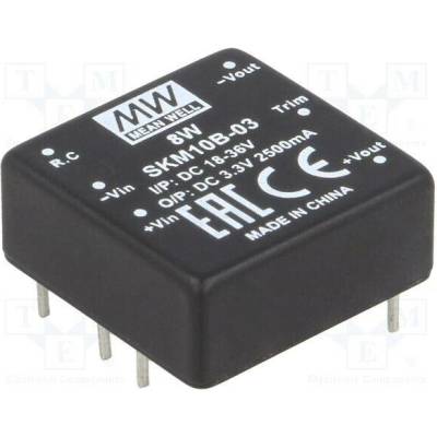 MEAN WELL SKM10B-03 Měnič: DC/DC; 10W; Uvst: 18÷36VDC; Uvýst: 3,3VDC; Ivýst: 2500mA; DIP