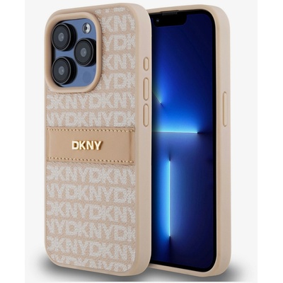 DKNY PU Кожен заден капак с повтарящ се десен на ивици за iPhone 15 Pro Pink DKNY DKNY | Rozov | ЖЕНИ | UNI