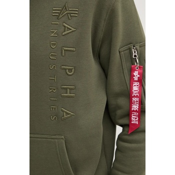 Alpha Industries Суичър Alpha Industries в зелено с качулка с апликация 138333 (138333)