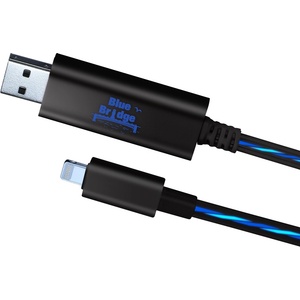 Blue Bridge Светещ USB кабел за iPhone, iPad и iPod с Lightning - Blue Bridge Luminous Lightning to USB Cable (черен)