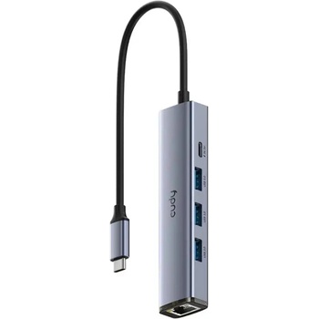 Cudy UH605 интерфейсен хъб USB 3.2 Gen 1 (3.1 Gen 1) Type-C 5000 Mbit/s Сив, Сребрист (UH605)