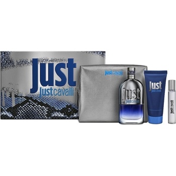 Roberto Cavalli Just Cavalli Him Gift Set - EDT 90 ml + Shower Gel 100 ml + EDT 15 ml + Pouch за мъже