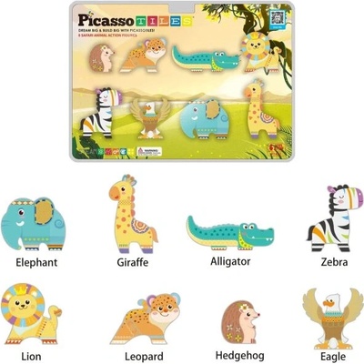 PicassoTiles - Safari - magnetické figurky (8 ks)
