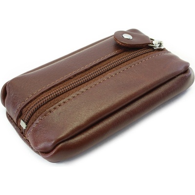 Klíčenka Tmavě hnědá kožená se zipovou kapsou 619 2418 44