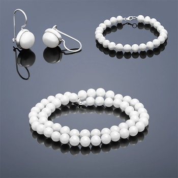 Súprava perlový Mutiara Tiga MV perlový náramok náhrdelník a náušnice Buka biela 807