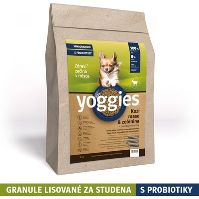 Yoggies Kozí maso & zelenina hypoalergenní mini lisované za studena s probiotiky 2 kg