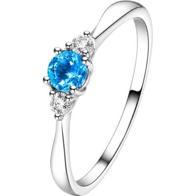 Zlaton Prsten bílé zlato kámen s topazem a diamantem N14012602094