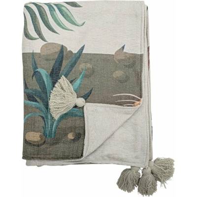 Bloomingville Zelená deka Peacock 130x155