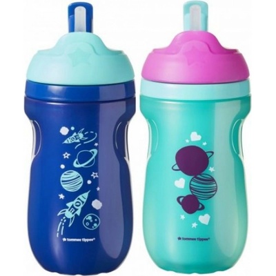 Tommee Tippee netekoucí termohrnek s brčkem Explora tyrkysovo růžová 260 ml