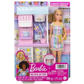 Mattel Детски комплект за игра, Кукла Barbie с магазин за сладолед, 30 см, 1710288