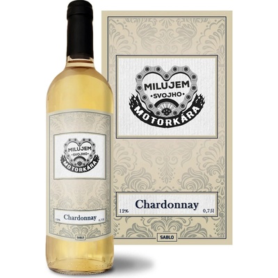 Sablio Milujem svojho motorkára Chardonnay biele suché víno 12 % 0,75 l (čistá fľaša)