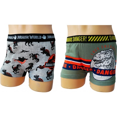 Sun City Chlapecké boxerky JURSKÝ SVĚT bavlna 2pack šedozelené