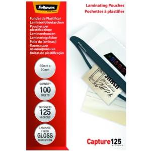 Fellowes Ламиниращо фолио FELLOWES 60x90 mm 125 микрона гланц 100/som 5397402 (5397402)