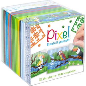 Pixelhobby Комплект от 3 мозайки с пиксели Classic, Pixelhobby, Куб - Тропически птици (29016-TropicalBirds)