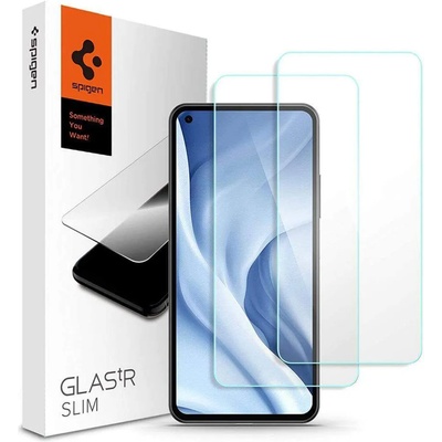 Spigen Tempered Glass GLAS. tR Slim - най-висок клас стъклено защитно покритие за дисплея на Xiaomi Mi 11 Lite, Mi 11 Lite 5G (прозрачен) (2 броя)