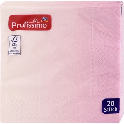 Profissimo ubrousky růžové barevné 25x25 cm 3V 20 ks