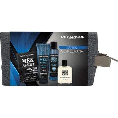 Dermacol Men Agent sprchový gél 3v1 250 ml + balzam po holení 100 ml + čistiaca zlupovacia maska 10 ml + dezodorant v spreji bez obsahu hliníka 150 ml kozmetická sada
