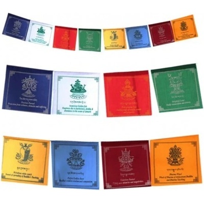 Tibetské modlitební vlaječky Lungta Osm šťastných symbolů 25x21 cm