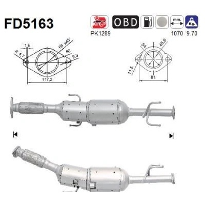 Filtr sazových částic, výfukový systém AS FD5163