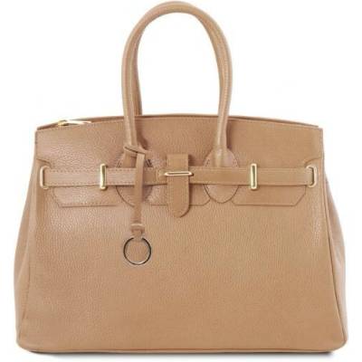 Tuscany Leather Kožená kabelka so zlatými kovovými detailmi béžová 1529 1 126