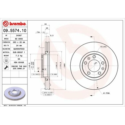 BREMBO brzdový kotúč 09.5574.10, súprava 2 ks