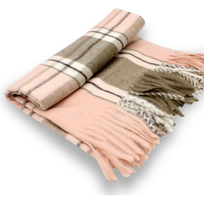 KRUMLOVANKA Zimní kostkovaná šála Cashmere Sensation růžová P-72642-RS