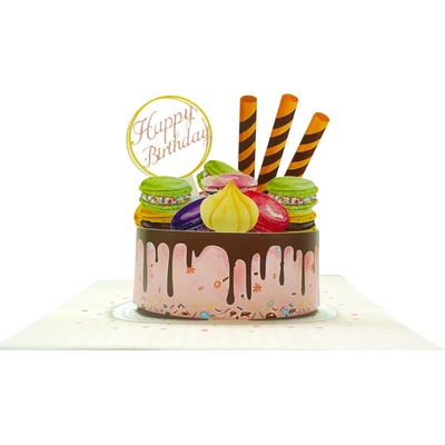 Kiriori Поздравителна картичка Pop-up "Торта с макарони