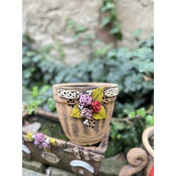 Keramika Javorník Květináč malý - jahody 15 x 17cm hnědý