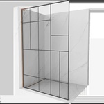 Mexen Kioto L стъклена стена за душ Walk-in 70 x 200 см, черен десен, розово злато - 800-070-103-60-78 (800-070-103-60-78)