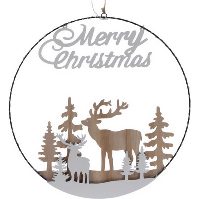 Home Styling Collection Dekorativní vánoční LED k zavěšení s nápisem MERRY CHRISTMAS , Ø 40 cm