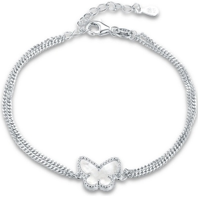 MINET 2272 Stříbrný náramek motýlek s bílou perletí