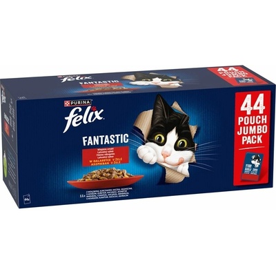 Felix Fantastic Lahodný výber v želé, hovädzie, kura, kačica a jahňa 44 x 85 g