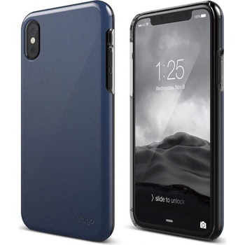 elago S8 Slim Fit 2 Case - качествен поликарбонатов кейс за iPhone XS, iPhone X (тъмносин)