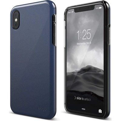 elago S8 Slim Fit 2 Case - качествен поликарбонатов кейс за iPhone XS, iPhone X (тъмносин)