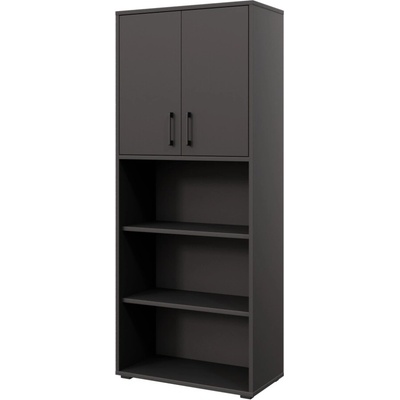 NEJBY Regál vysoký GIANNI PREMIUM s dvierkami typ 2, korpus: antracit, dvierka: antracit