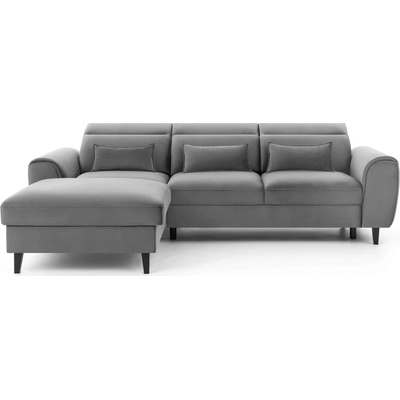 Eltap Сив кадифен разтегателен ъглов диван с място за съхранение (ляв ъгъл) Foble - ELTAP (CO-FOB-LT-04NU)