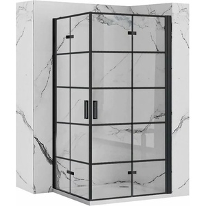 Rea Квадратна душ кабина с плъзгащи се врати Rea Molier 80x80 черна (5902557357345+5902557357345)
