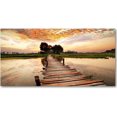 Foto obraz fotografie na skle drevený most 100x50 cm