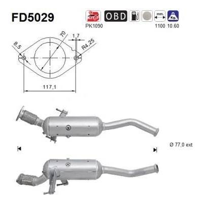 Filtr sazových částic, výfukový systém AS FD5029