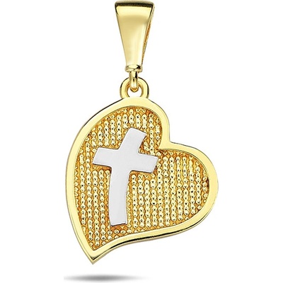 Lillian Vassago Přívěsek srdce s křížkem v kombinovaném zlatě LLV98 GP076YW