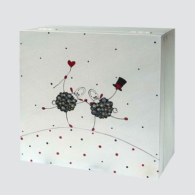 Krabice na čaj velká - bílá - svatební - ovečky – Zbozi.Blesk.cz